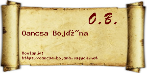 Oancsa Bojána névjegykártya